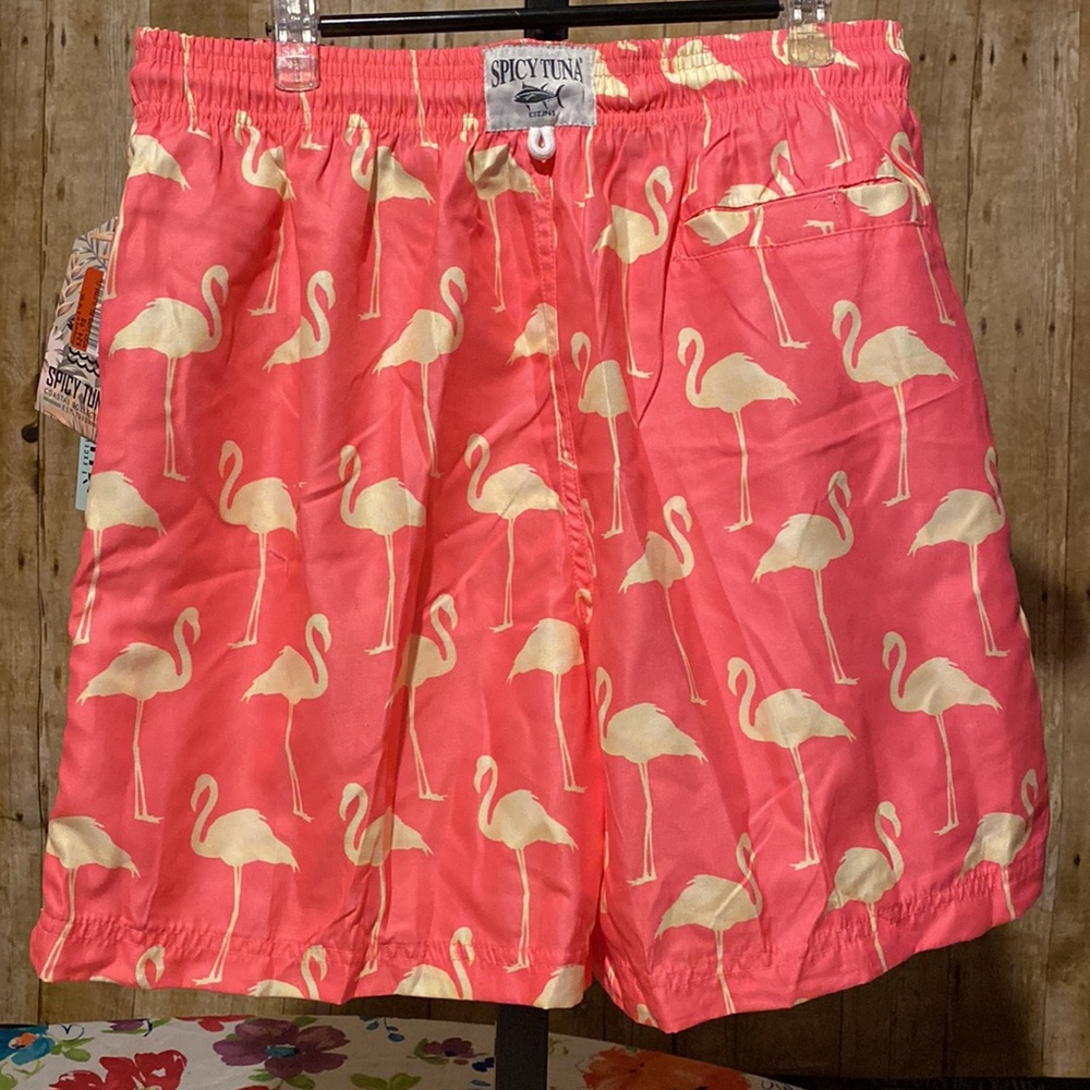 NEW SPICY TUNA Flamingo Swim Trunks